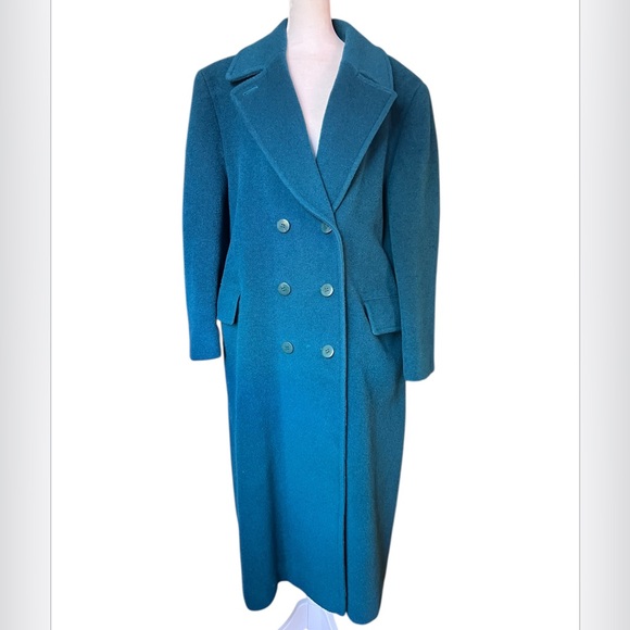 Pendleton Vintage 100% Wool Teal Uptown Long Trench Coat Made in USA Size 14 - Picture 4 of 13